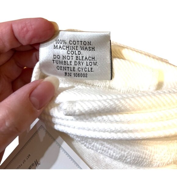 Mr. & Mrs. Embroidered White Cotton Washcloths Set Of 4 Bella Lux Fine Linens - Picture 4 of 4